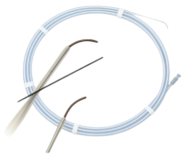 Guía hidrofílica médica con punta curva